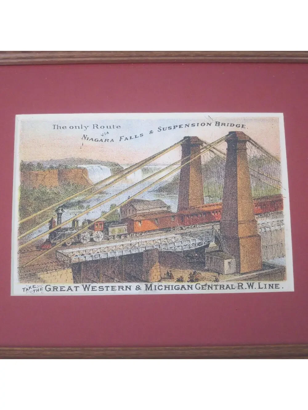 Victorian Trade Card Great Western Michigan Central Train Niagara Falls Bridge